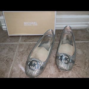 Silver glittery Michael Kors flats